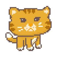 Angry cat pixel art, Cute angry cat, big head pixel art style vector