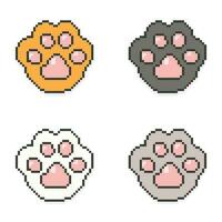 Cat paw pixel art, 8 bit pixel art footprint paws vector