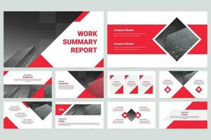 Red business work report slideshow presentation vector