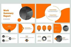 Orange modern business work report slide presentation template vector