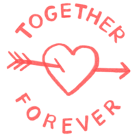 Decorative Sticker Badge Together Forever With Heart png