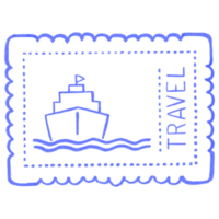 dekorativ stämpel klistermärke bricka båt resa biljett png