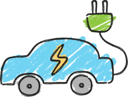 Puissance de nature, main tiré griffonnage ligne art électrique véhique voiture icône pour environnement recyclage, respectueux de la nature, et planète se soucier png