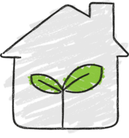 Power of Nature, Hand Drawn Doodle Line Art House Icon for Environmental Protection, Recycling, Eco-Friendly, and Planet Care png