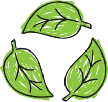 Power of Nature, Hand Drawn Doodle Line Art Leaf Recycle Icon for Environmental Protection, Recycling, Eco-Friendly, and Planet Care png