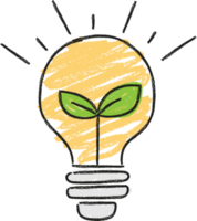 Power of Nature, Hand Drawn Doodle Line Art Light Bulb and Plant Icon for Environmental Protection, Recycling, Eco-Friendly, and Planet Care png