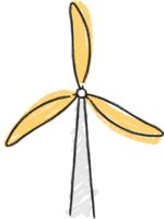 Leistung von Natur, Hand gezeichnet Gekritzel Linie Kunst Wind Turbine Symbol zum Umwelt Schutz, Recycling, umweltfreundlich, und Planet Pflege png