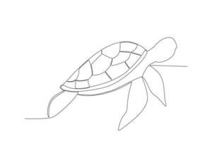 Vector sea turtle fauna aesthetic oneline continuous single line art