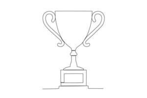 Vector one line drawing premium continuous line winning trophy vector