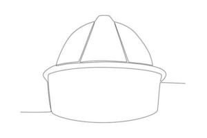 Vector simple line of helm one line concept of fire department equipment drawing and continuous line.