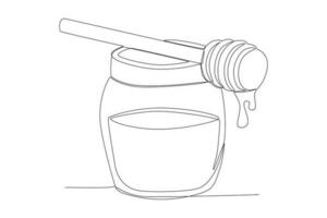 Vector continuous line drawing of honey bottle vector illustration