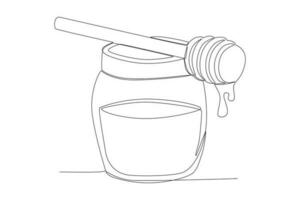 Vector continuous line drawing of honey bottle vector illustration