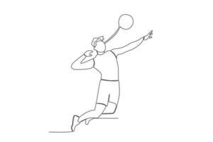 vector continuous line of male volleyball player hitting the ball