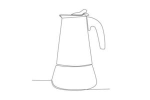 Vector continuous line drawing of Coffee Pot barista vector illustration