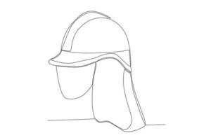 Vector simple line of helmet one line concept of fire department equipment drawing and continuous line.