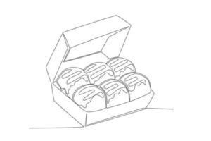 vector continuo línea dibujo de mano donat vector ilustración basura comida soltero línea mano dibujado minimalismo estilo