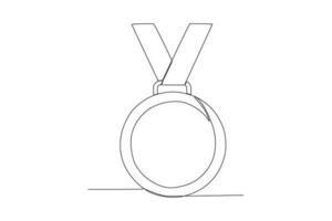 Vector continuous one line drawing of award ribbon achievement ribbon line art vector illustration