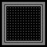Simple Black Bandana decorated with white geometric ornament that can be applied to fabrics of various colors vector