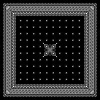 Simple Black Bandana decorated with white geometric ornament that can be applied to fabrics of various colors vector