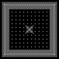 Simple Black Bandana decorated with white geometric ornament that can be applied to fabrics of various colors vector