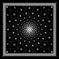 Simple Black Bandana decorated with white geometric ornament that can be applied to fabrics of various colors vector