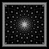 Simple Black Bandana decorated with white geometric ornament that can be applied to fabrics of various colors vector