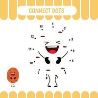 Dot to dot educational game for preschool kids. Potato. Activity worksheet. Counting number  handwriting practice. Vector Illustration.