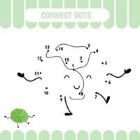 Dot to dot educational game for preschool kids. Cabbage. Activity worksheet. Counting number  handwriting practice. Vector Illustration.