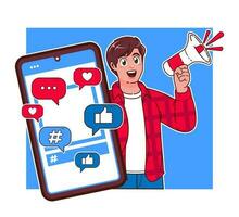 Influencer and promote social media concept vector