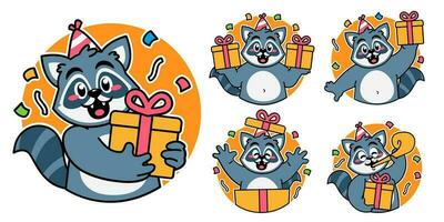 Birthday Raccoon Sticker vector