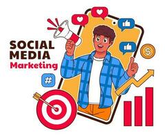 Social media marketing illustration vector