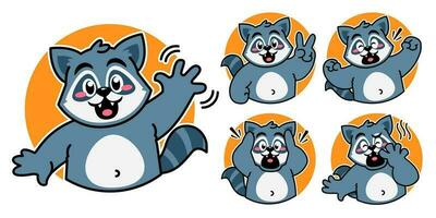 Raccoon cartoon sticker vector