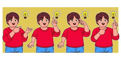 Child thinking with light bulb vector