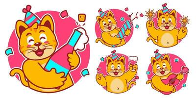 Birthday Cat stickers vector