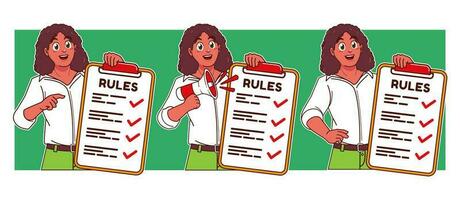 Black women explaining rules and guidelines vector