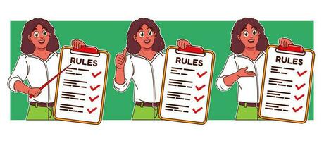 Black women explaining rules and guidelines vector