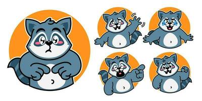 Raccoon cartoon sticker vector