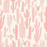Monochrome seamless pattern with cactus in pink colors vector