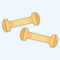 Vector graphic illustration of yellow dumbbells.