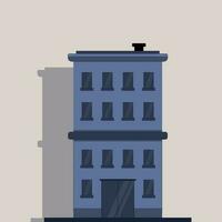 gráfico vector ilustración de un de muchos pisos edificio en azul en un beige antecedentes