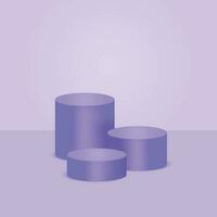 Vector graphic illustration of purple round podiums on a purple background.