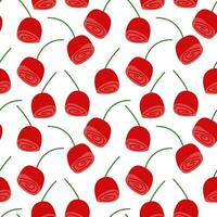 Floral red roses pattern. Hand drawn millefleurs seamless pattern with red roses. Trend ditsy background vector