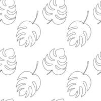 Monstera leaf seamless pattern. Vector monstera doodle pattern