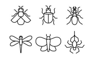 un colección de sencillo insecto línea iconos insecto línea Arte diseño. adecuado diseño elementos para web y móvil aplicaciones vector