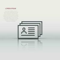 Resume icon in flat style. Contract document vector illustration on white isolated background. Paper notepad business concept.