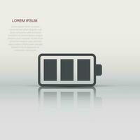 Battery charge icon in flat style. Power level vector illustration on white isolated background. Lithium accumulator business concept.