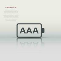 AAA battery icon in flat style. Power level vector illustration on white isolated background. Lithium accumulator business concept.