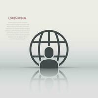 People global icon in flat style. World communication vector illustration on white isolated background. Cooperation business concept.