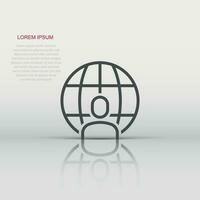 People global icon in flat style. World communication vector illustration on white isolated background. Cooperation business concept.