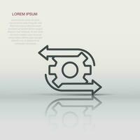 Workflow icon in flat style. Gear effective vector illustration on white isolated background. Process organization business concept.